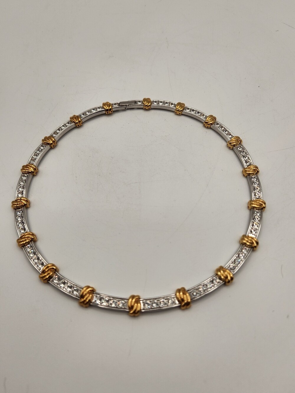 Nolan Miller Two-Tone Gold and Silver Knot Choker Necklace - Vintage